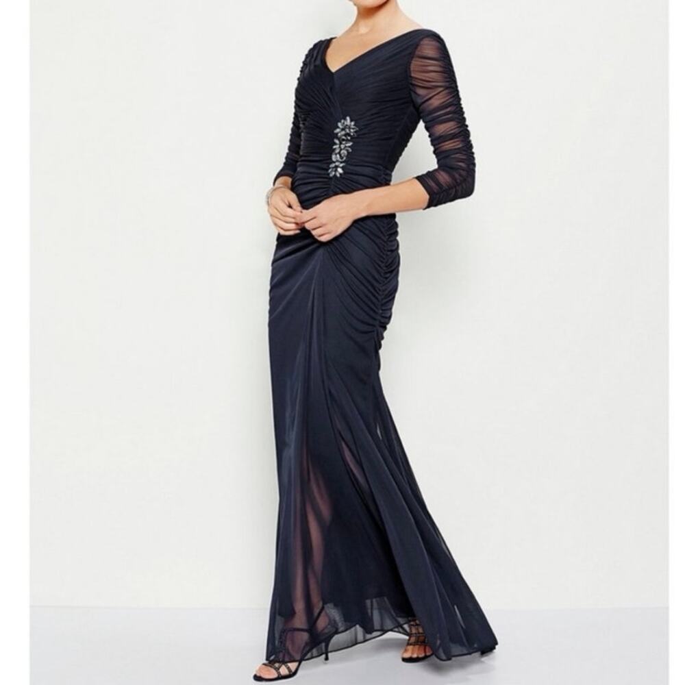 Adrianna Papell Ruched Chiffon Formal Maxi Dress‎ Size 4